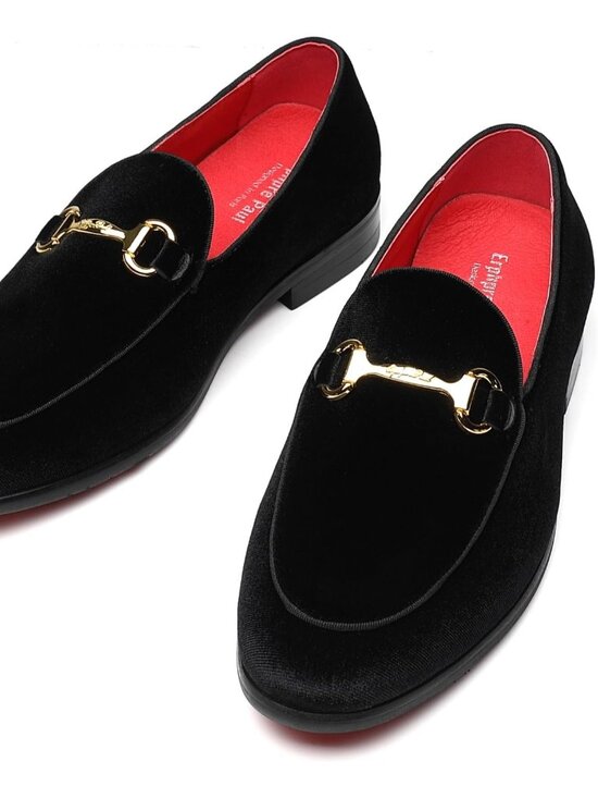 Men\'s Black Velvet Loafers Wedding Party Prom Homecoming Shoes main image 5